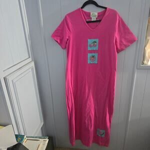 The Quacker Factory Dress Size Medium – Beaded Fruit Pink Summer